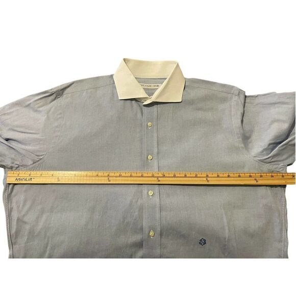 INDIVIDUALIZED SHIRTS Dress Shirt Blue White Contrast Collar Oxford Size 16 - Picture 8 of 12